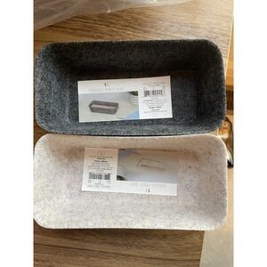 Set of 24 Small Felt Bin Organizers  7 x 3.5 in x H 2in Tan And Gray 12 Each